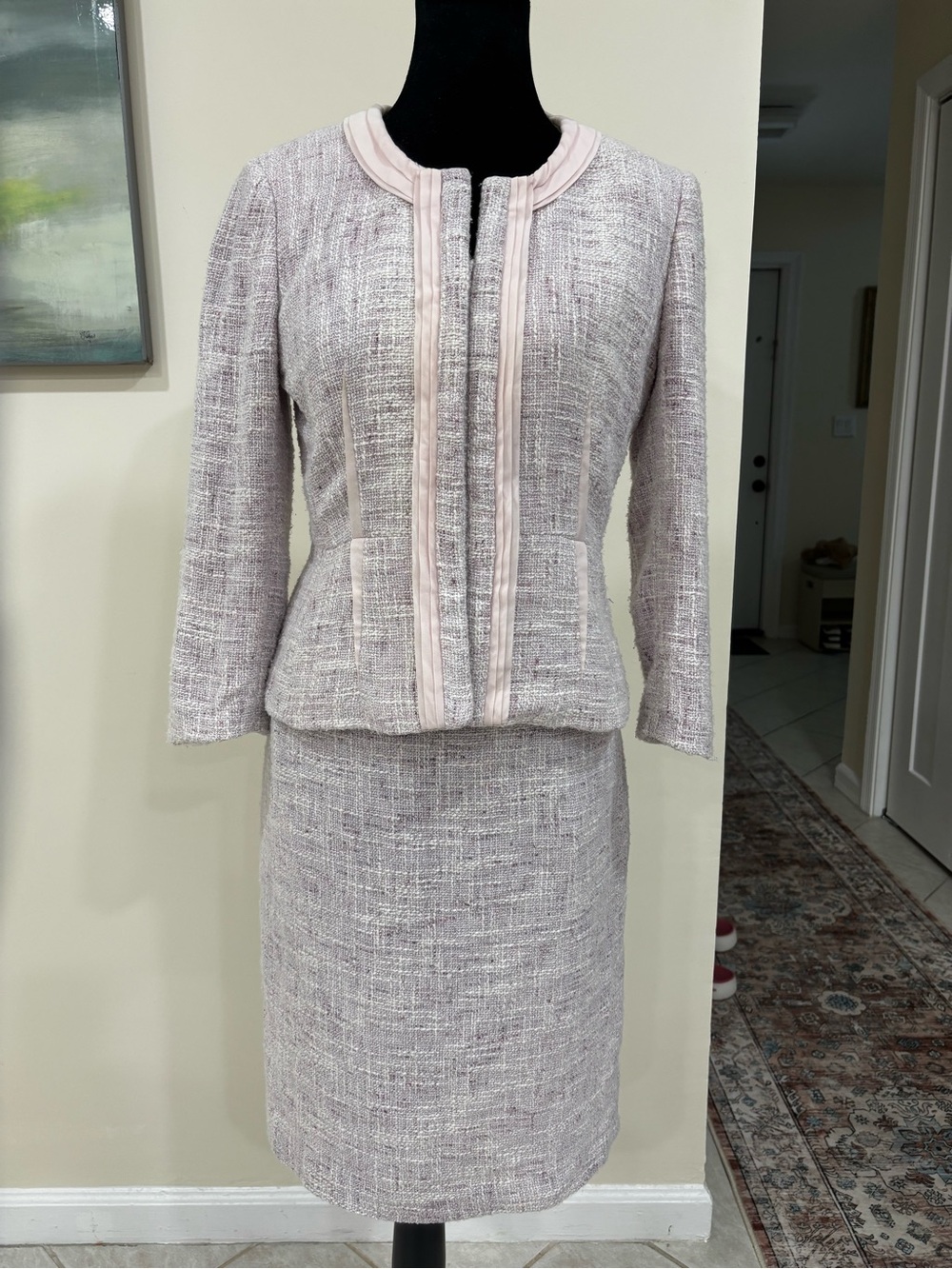 Tahari Petite Pale Lilac Tweed Jacket